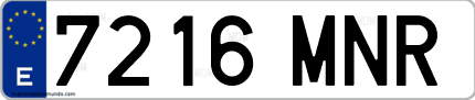 Ejemplo de matrícula de coche ordinaria 7216 MNR