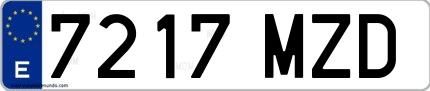 Ejemplo de matrícula española 7217 MZD
