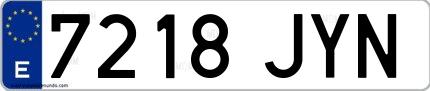 Ejemplo de matrícula española 7218 JYN
