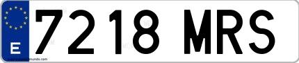 Ejemplo de matrícula de coche ordinaria 7218 MRS