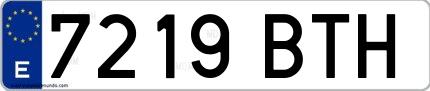 Ejemplo de matrícula española 7219 BTH