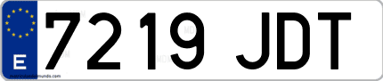 Ejemplo de matrícula de coche ordinaria 7219 JDT