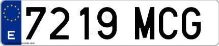 Ejemplo de matrícula de coche ordinaria 7219 MCG
