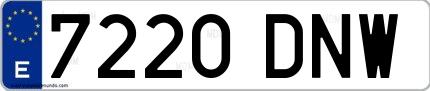 Ejemplo de matrícula española 7220 DNW