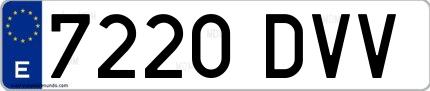 Ejemplo de matrícula española 7220 DVV