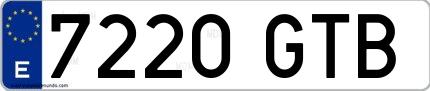 Ejemplo de matrícula española 7220 GTB