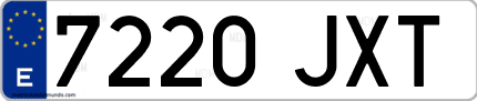 Ejemplo de matrícula de coche ordinaria 7220 JXT
