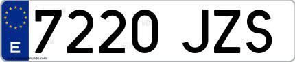 Ejemplo de matrícula española 7220 JZS