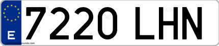 Ejemplo de matrícula de coche ordinaria 7220 LHN