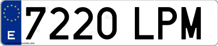 Ejemplo de matrícula de coche ordinaria 7220 LPM