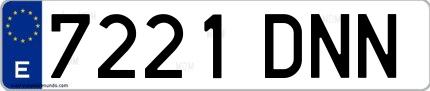 Ejemplo de matrícula española 7221 DNN