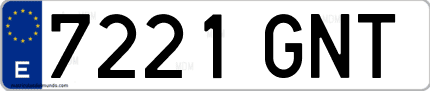Ejemplo de matrícula de coche ordinaria 7221 GNT