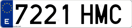 Ejemplo de matrícula de coche ordinaria 7221 HMC