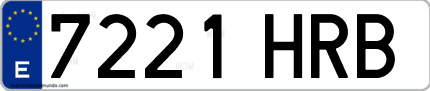 Ejemplo de matrícula de coche ordinaria 7221 HRB