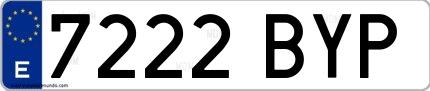 Ejemplo de matrícula española 7222 BYP