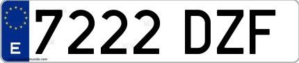 Ejemplo de matrícula española 7222 DZF