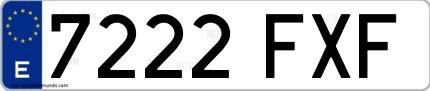 Ejemplo de matrícula española 7222 FXF