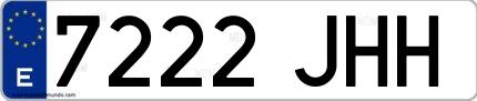 Ejemplo de matrícula española 7222 JHH