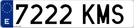 Ejemplo de matrícula española 7222 KMS