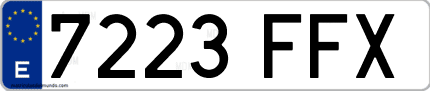 Ejemplo de matrícula de coche ordinaria 7223 FFX