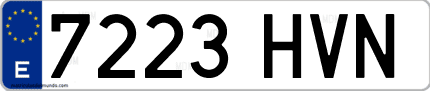 Ejemplo de matrícula de coche ordinaria 7223 HVN