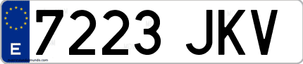 Ejemplo de matrícula de coche ordinaria 7223 JKV
