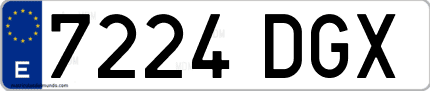 Ejemplo de matrícula de coche ordinaria 7224 DGX