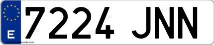 Ejemplo de matrícula española 7224 JNN