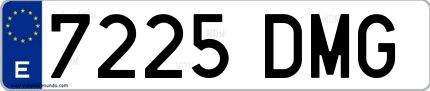 Ejemplo de matrícula española 7225 DMG