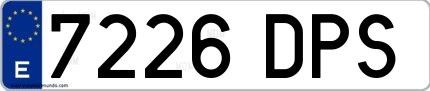 Ejemplo de matrícula española 7226 DPS