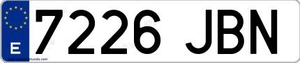 Ejemplo de matrícula española 7226 JBN