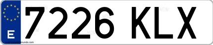 Ejemplo de matrícula española 7226 KLX