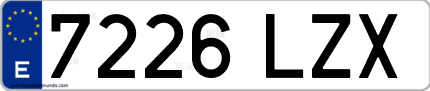 Ejemplo de matrícula de coche ordinaria 7226 LZX