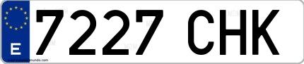 Ejemplo de matrícula española 7227 CHK