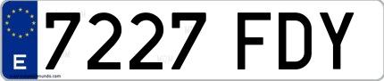 Ejemplo de matrícula española 7227 FDY