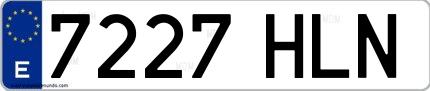 Ejemplo de matrícula española 7227 HLN