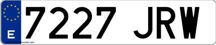 Ejemplo de matrícula española 7227 JRW