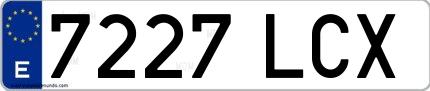 Ejemplo de matrícula española 7227 LCX