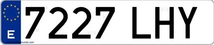 Ejemplo de matrícula española 7227 LHY