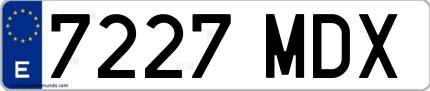 Ejemplo de matrícula española 7227 MDX