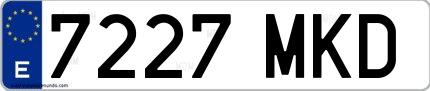 Ejemplo de matrícula española 7227 MKD
