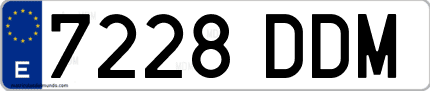 Ejemplo de matrícula de coche ordinaria 7228 DDM
