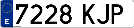 Ejemplo de matrícula de coche ordinaria 7228 KJP