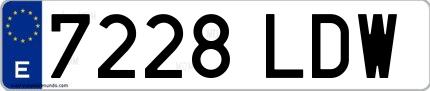 Ejemplo de matrícula española 7228 LDW