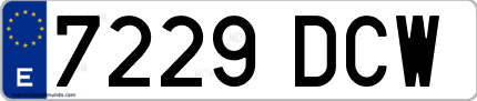 Ejemplo de matrícula de coche ordinaria 7229 DCW