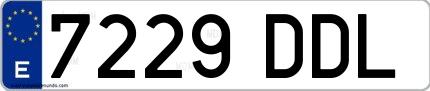Ejemplo de matrícula española 7229 DDL
