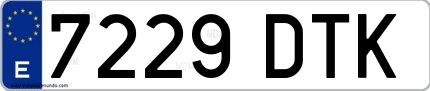 Ejemplo de matrícula española 7229 DTK