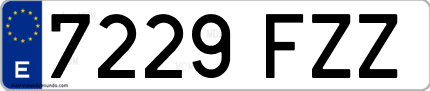 Ejemplo de matrícula de coche ordinaria 7229 FZZ