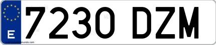 Ejemplo de matrícula española 7230 DZM