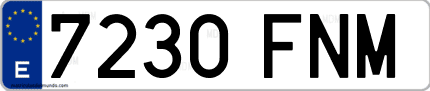 Ejemplo de matrícula de coche ordinaria 7230 FNM